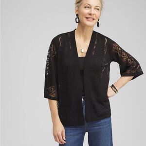 NWT - Chico's Black Burnout Cardigan
